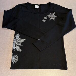 Crazy Shirt Black Long Sleeve Top with Snowflake Design